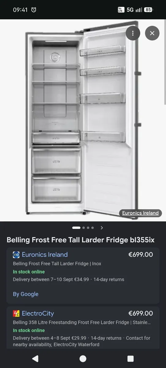 Belling tall fridge - Image 1