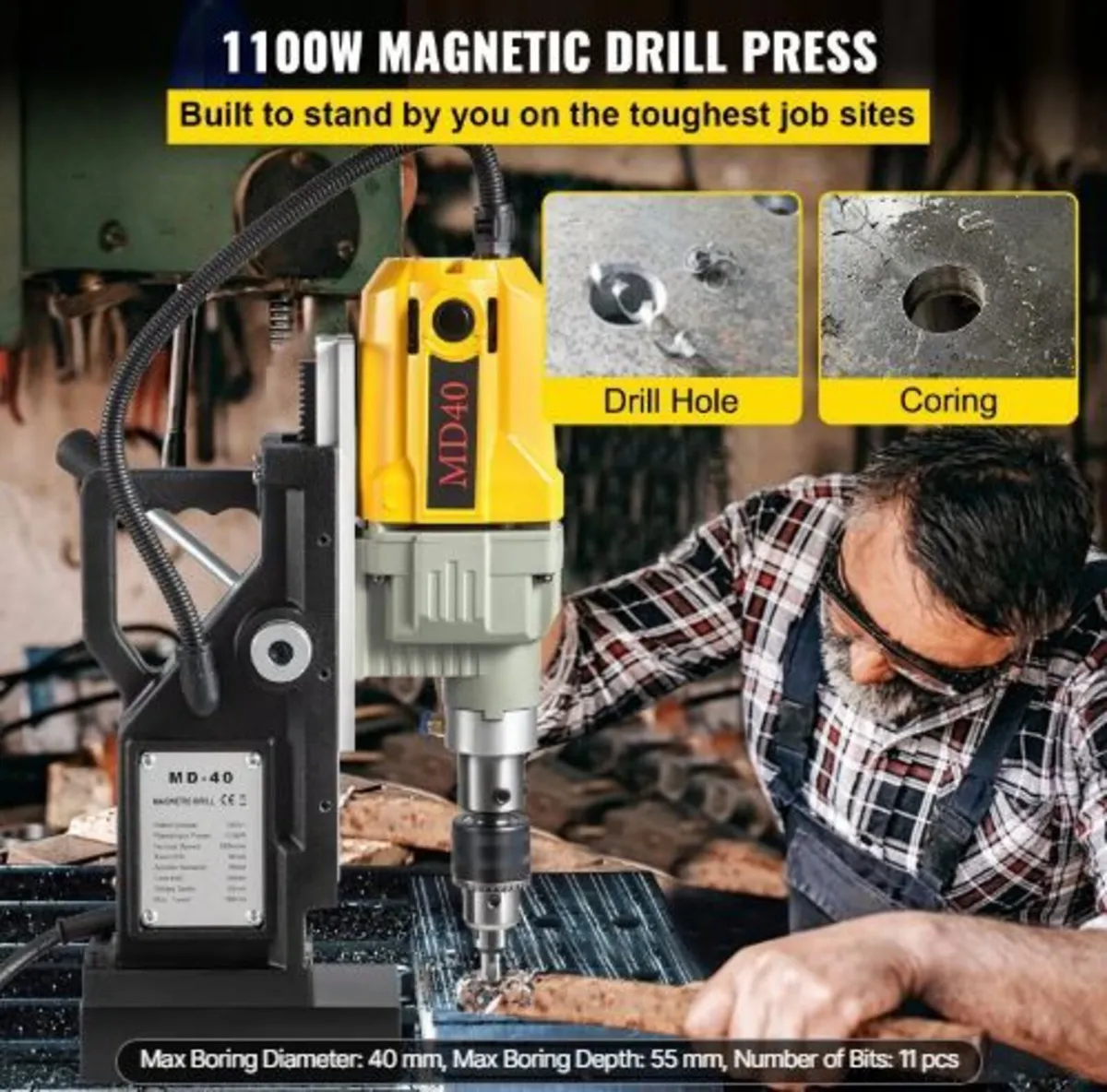 Magnetic Drill, 1100W 4 cm Boring Diameter - Image 2