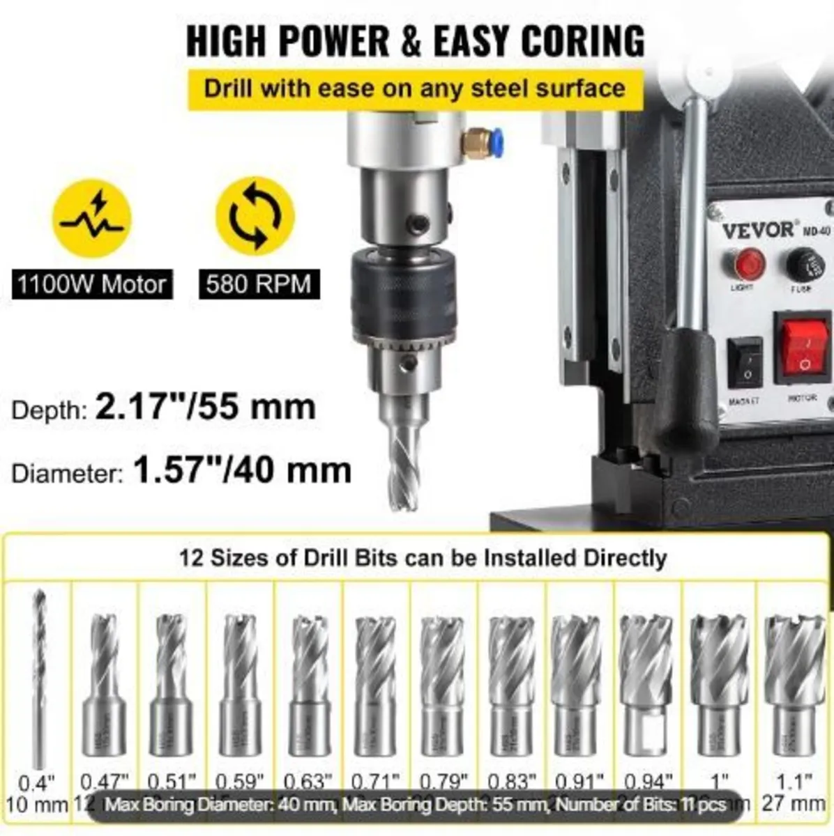 Magnetic Drill, 1100W 4 cm Boring Diameter - Image 3