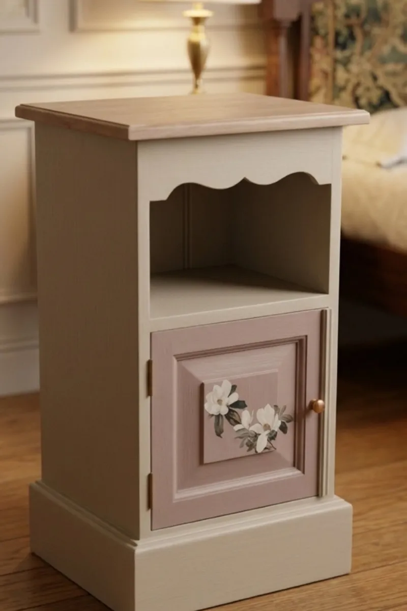 Hand painted cottage style bedside locker - Image 1
