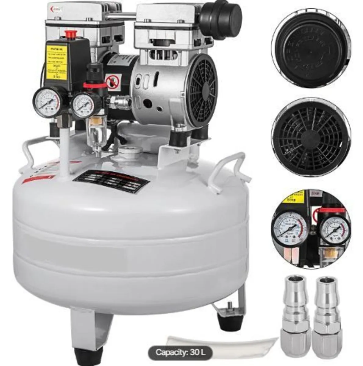 Vertical Air Compressor 30L 850W Oil-Free Air - Image 3