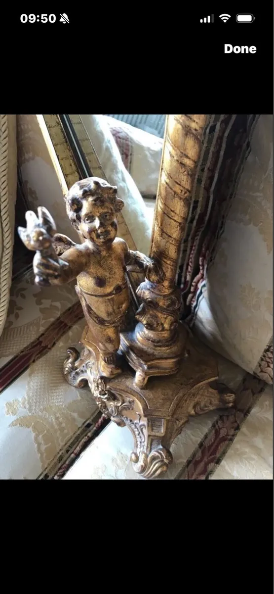 Antique Harp Shaped Tabletop Mirror - Image 4
