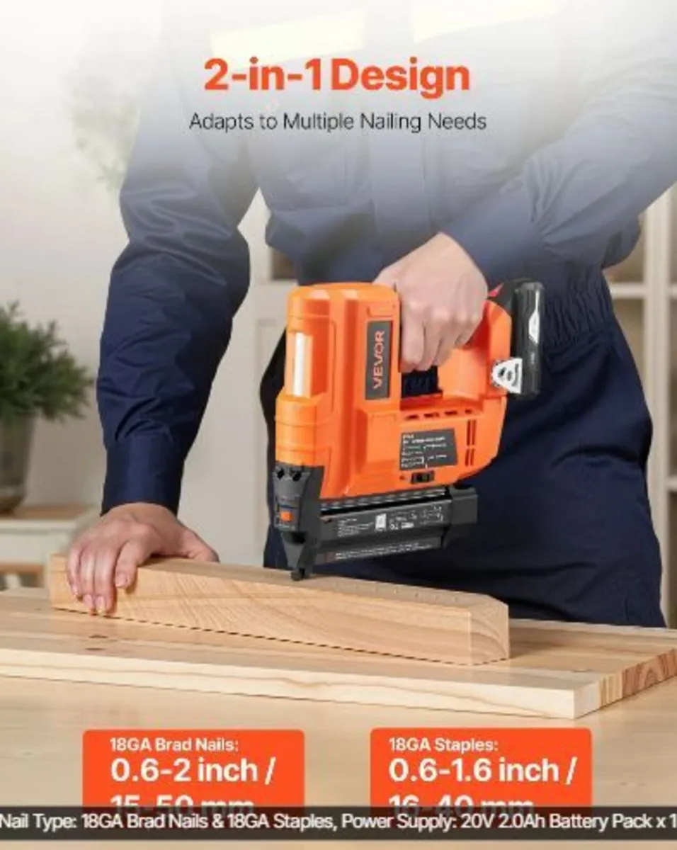 2-in-1 Cordless Brad Nailer, 18 Gauge, 20V - Image 2