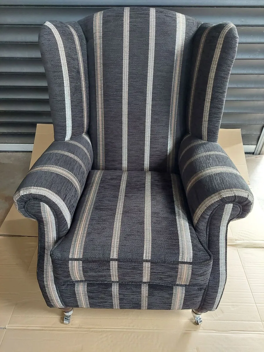 Wingback arm chair and footstool - Image 2
