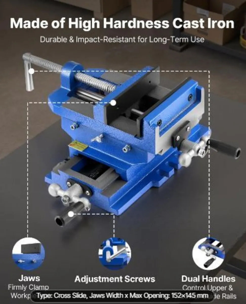 Cross Slide Drill Press Vise, 6 Inch - Image 2