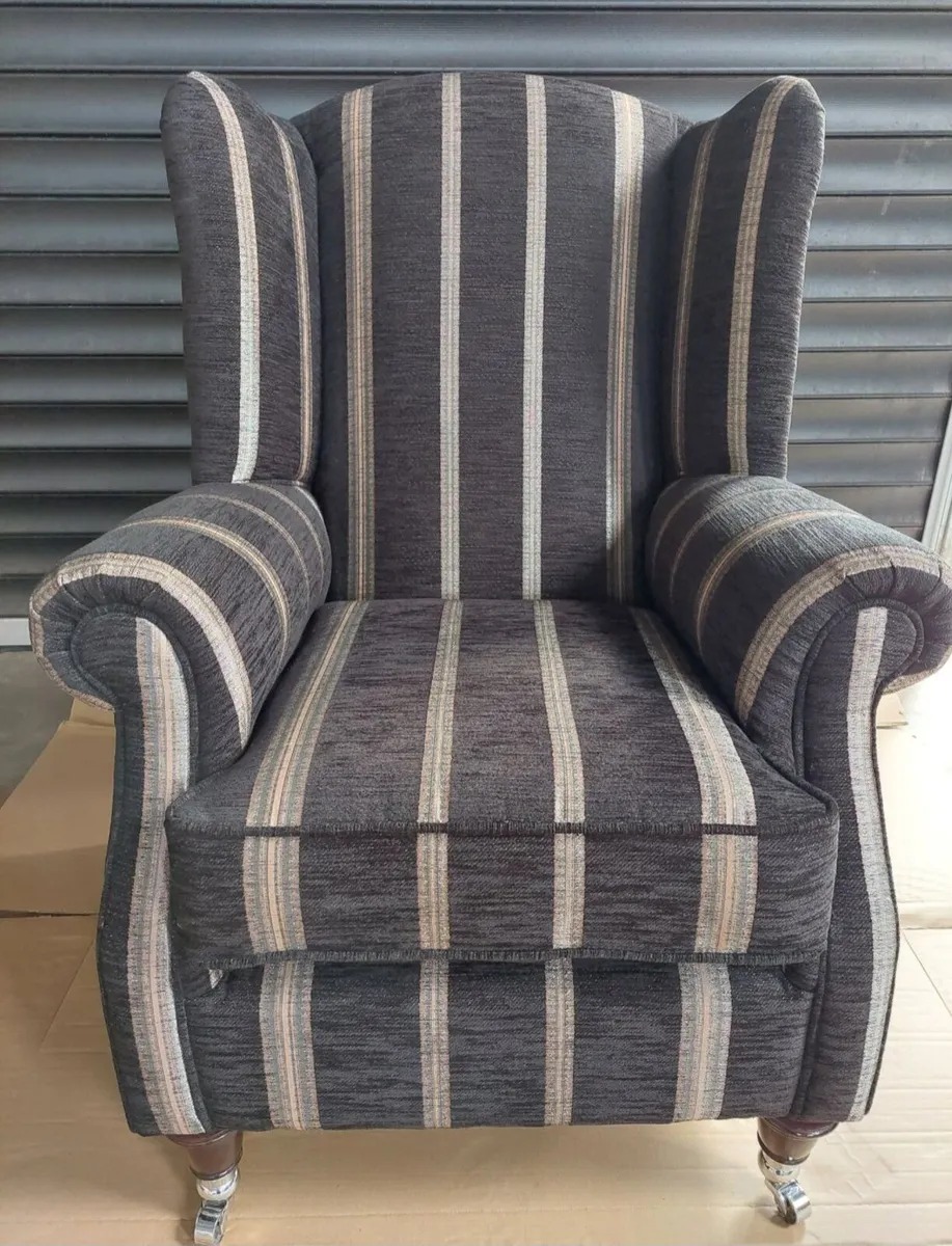 Wingback arm chair and footstool - Image 4