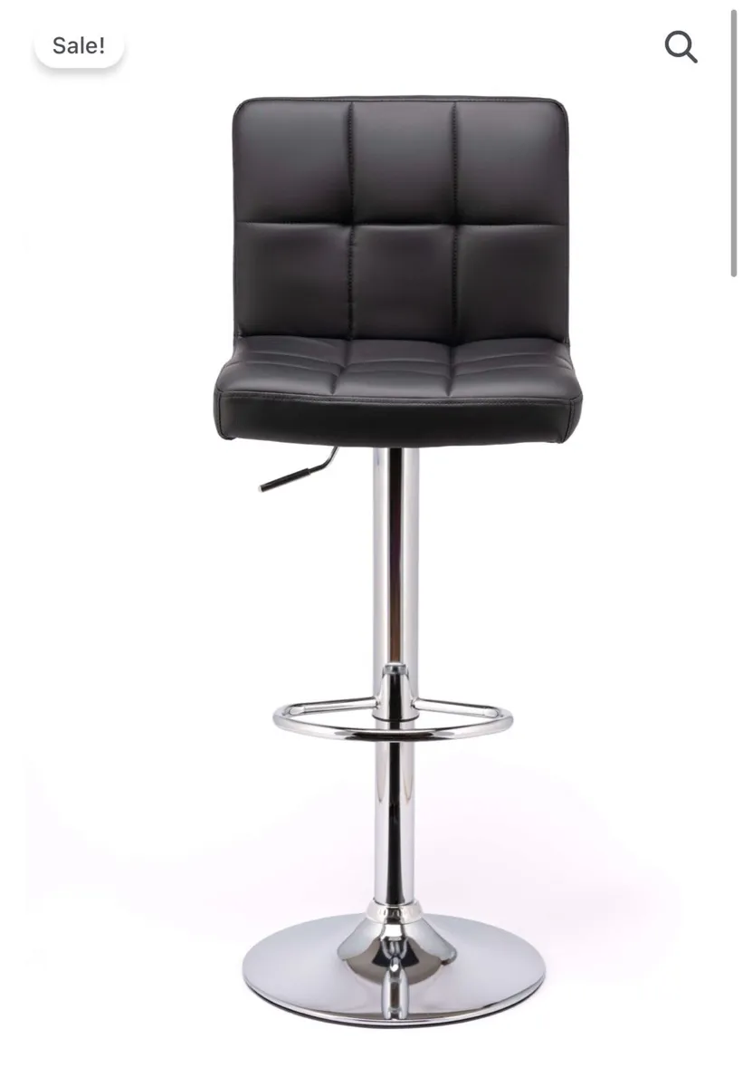 New - Black Faux Leather Adjustable Bar Stool - Image 2