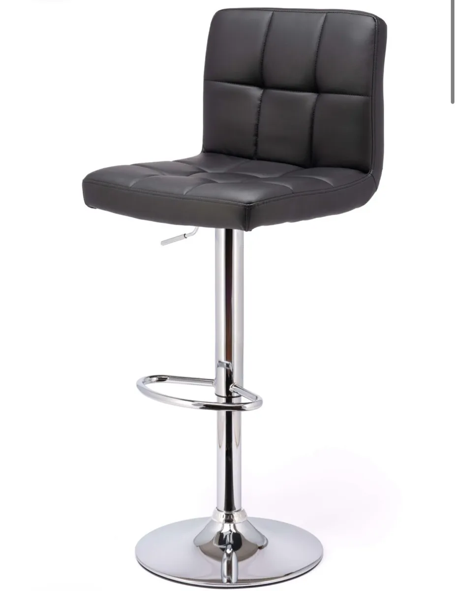 New - Black Faux Leather Adjustable Bar Stool - Image 3