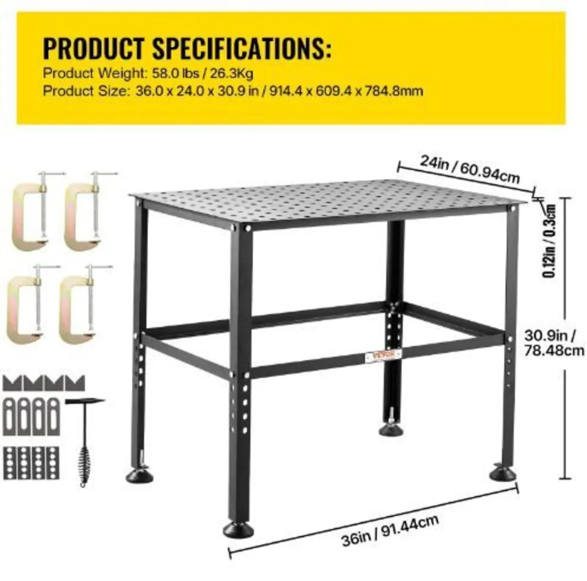 Welding Table 36" x 24", 800LBS Capacity - Image 2
