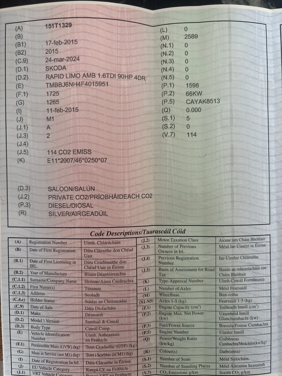 151 skoda rapid Nct 06/27 light side damage - Image 4