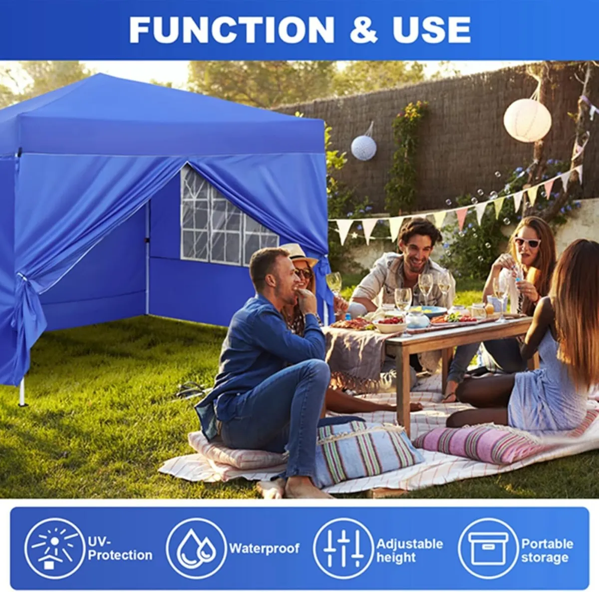 Gazebo Tent 3x3m with Side Walls and Carry Bag - Image 2
