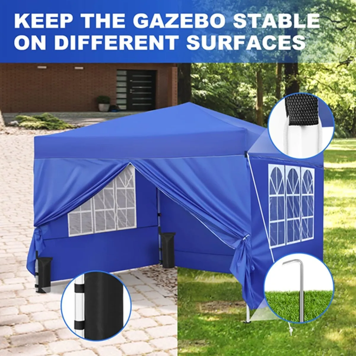 Gazebo Tent 3x3m with Side Walls and Carry Bag - Image 1