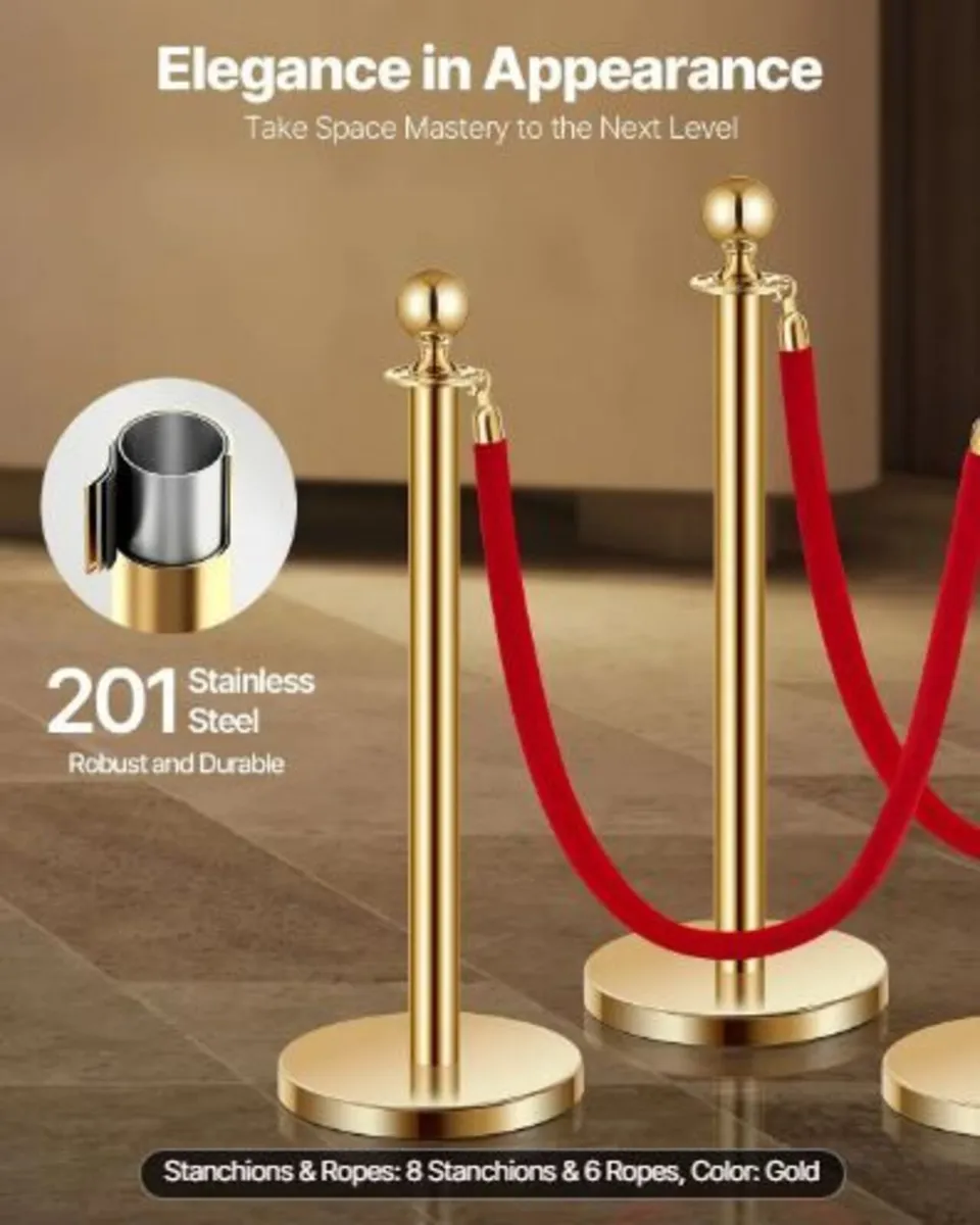Stanchion Post, 8 Pcs Crowd Control Barrier Set - Image 2