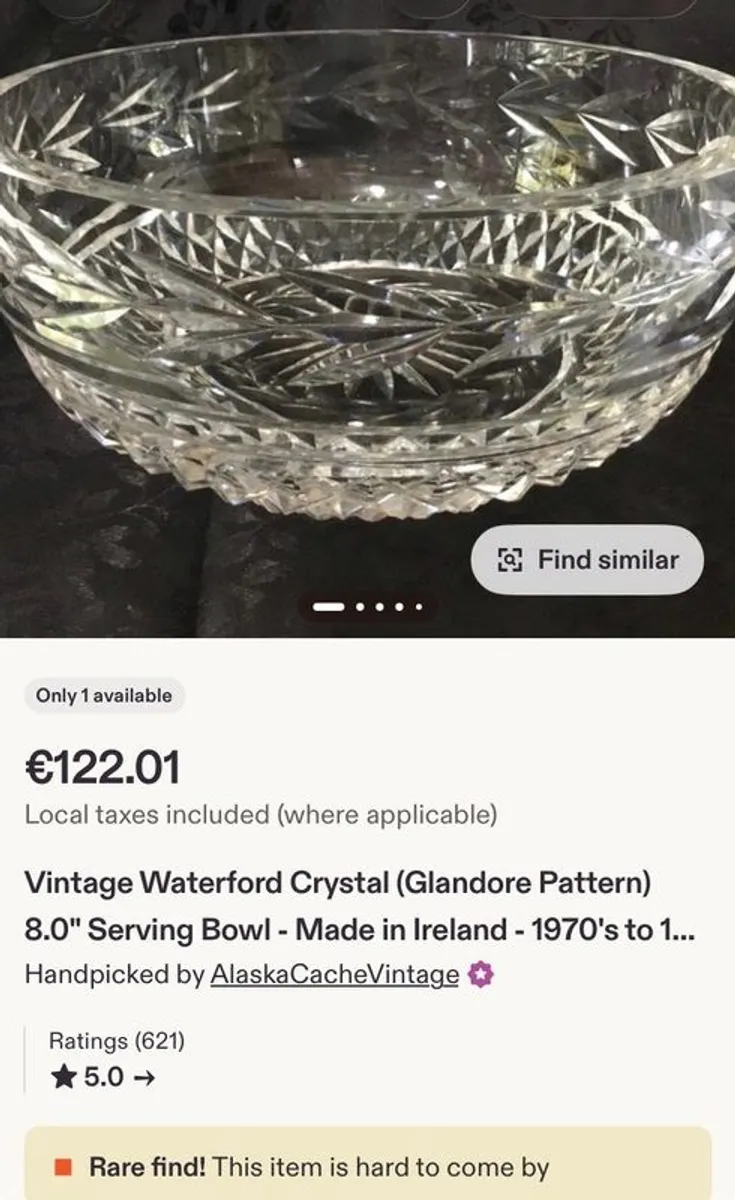 Pristine Vintage Waterford Crystal 8" Bowl, Glandore Pattern. - Image 4
