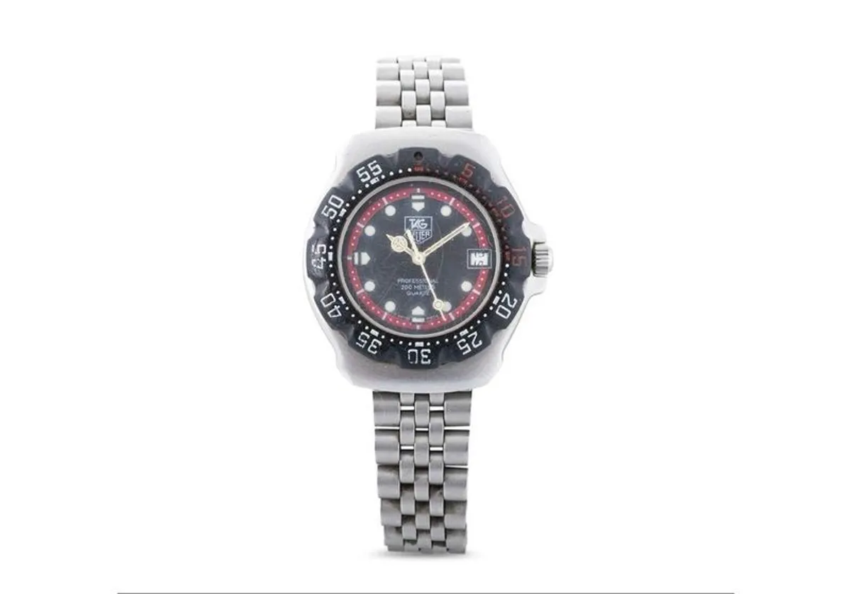 TAG HEUER WRIST WATCH, black dial with date, stainless steel bracelet strap, case ca. 34 mm - Image 4