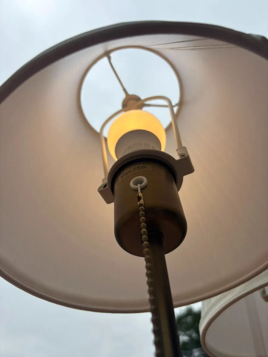 Set of 3 Brass-Effect Table Lamps with Shades - Image 2