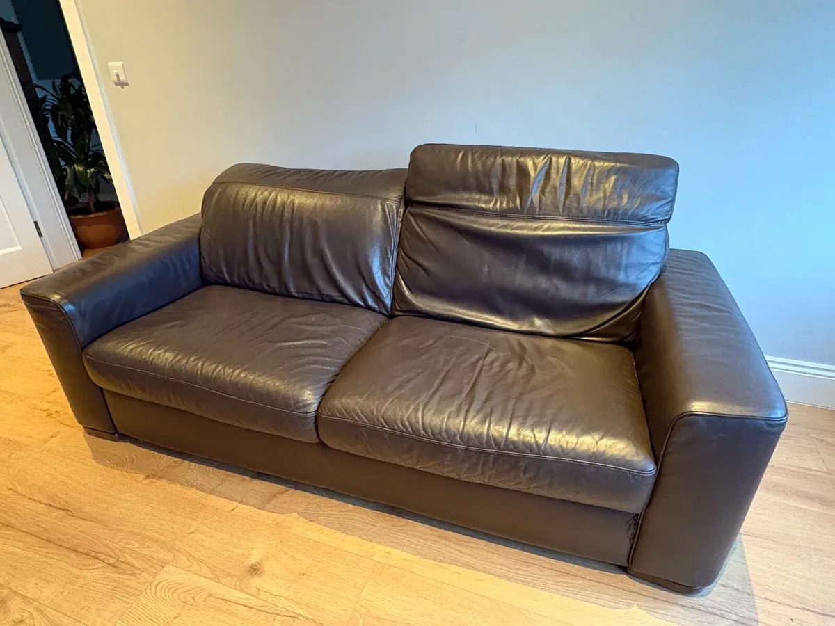Brown Natuzzi Leather Sofa - Image 3