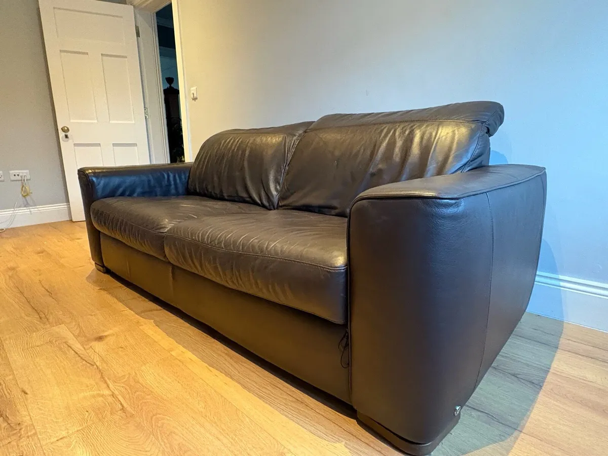 Brown Natuzzi Leather Sofa - Image 2