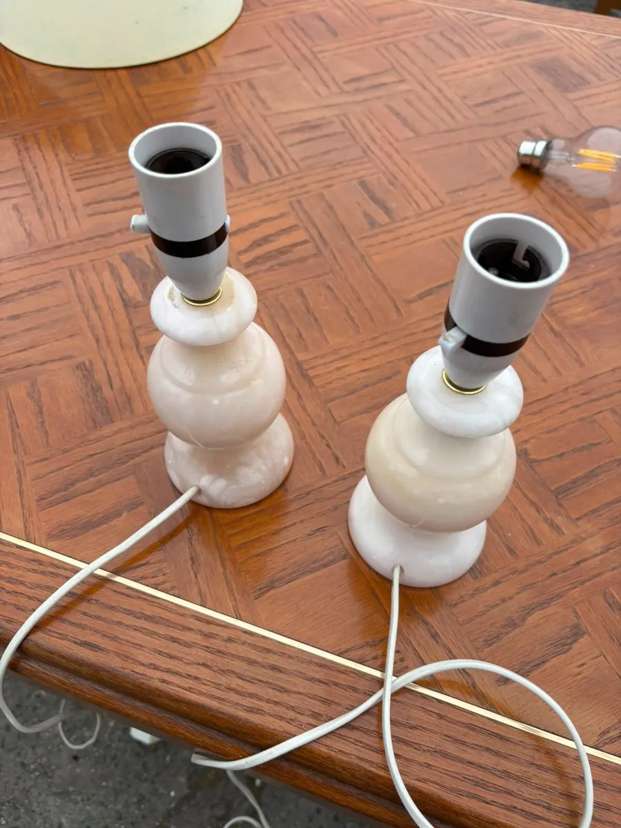Pair of Vintage Alabaster Lamps - Image 3