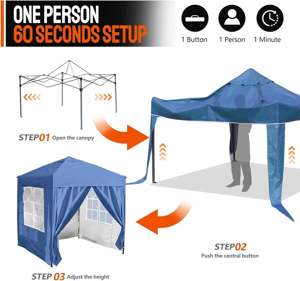 Gazebo Tent 3x3m Weather Resistant Canopy - Image 4