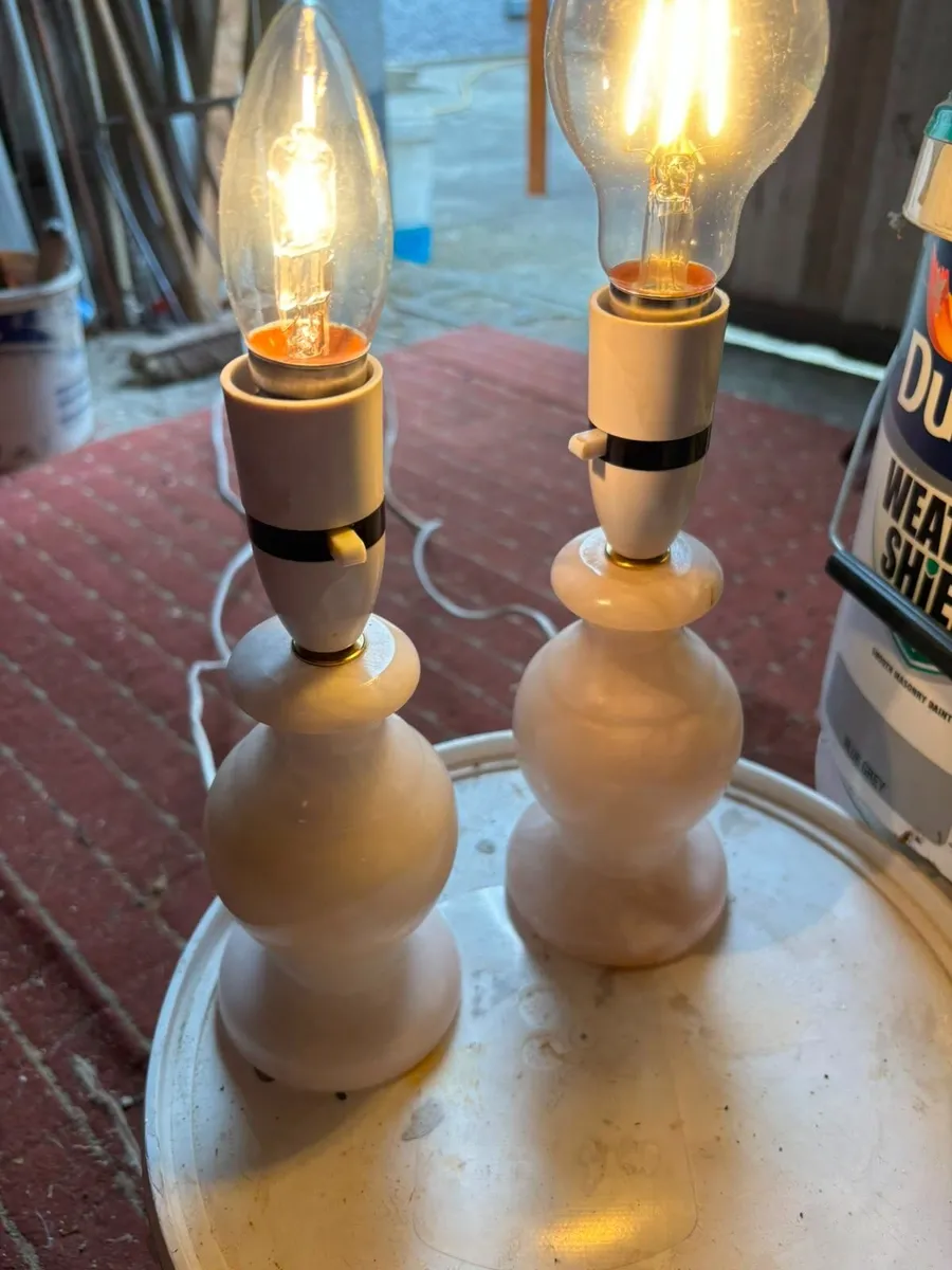 Pair of Vintage Alabaster Lamps - Image 2