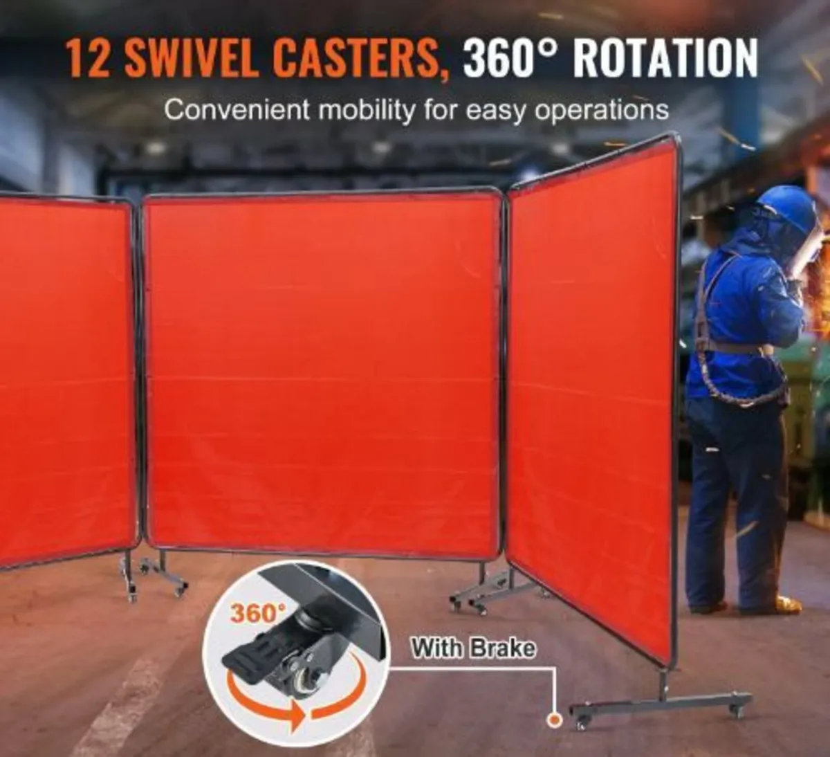 Welding Screen with Frame, 1.8 x 1.8 m 3 Panel - Image 1