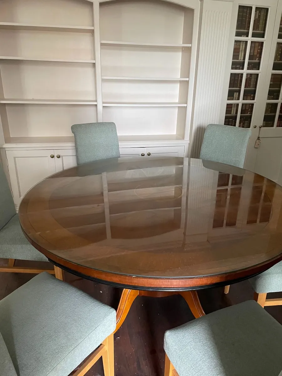 Round Pedestal Dining Table & 6 Chairs Set - Image 2