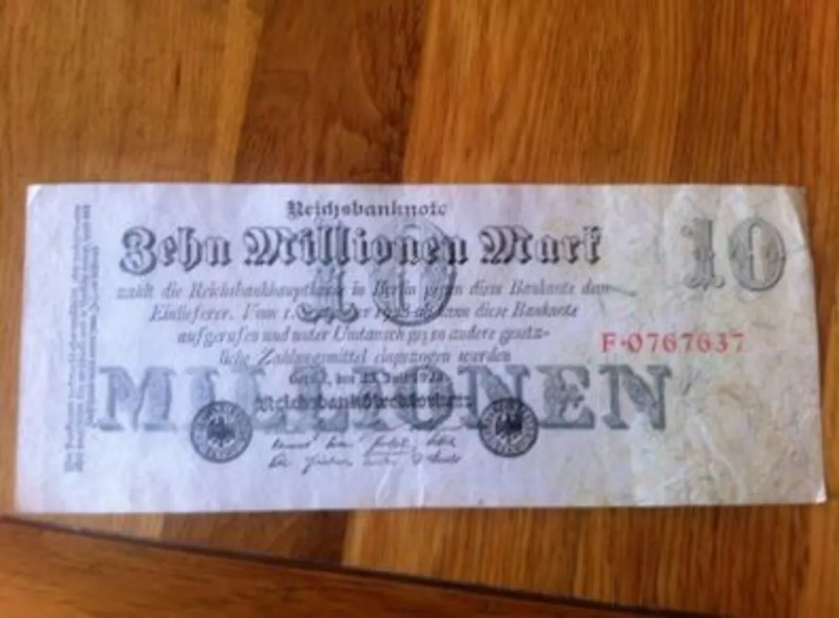 1923 German Banknote Zehn (10) Million Marks