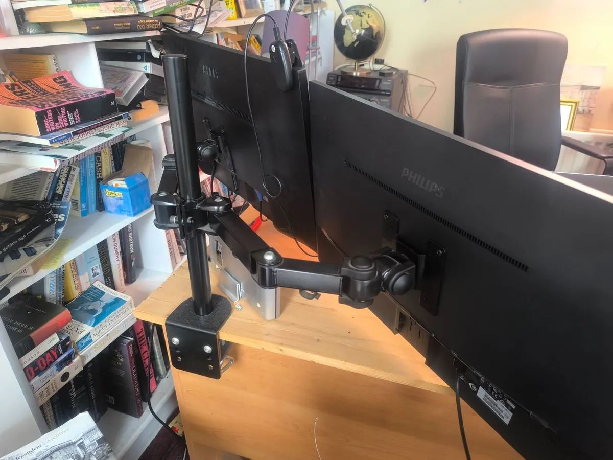 Dual 27" Philips Full HD Monitors + Dual arm - Image 2