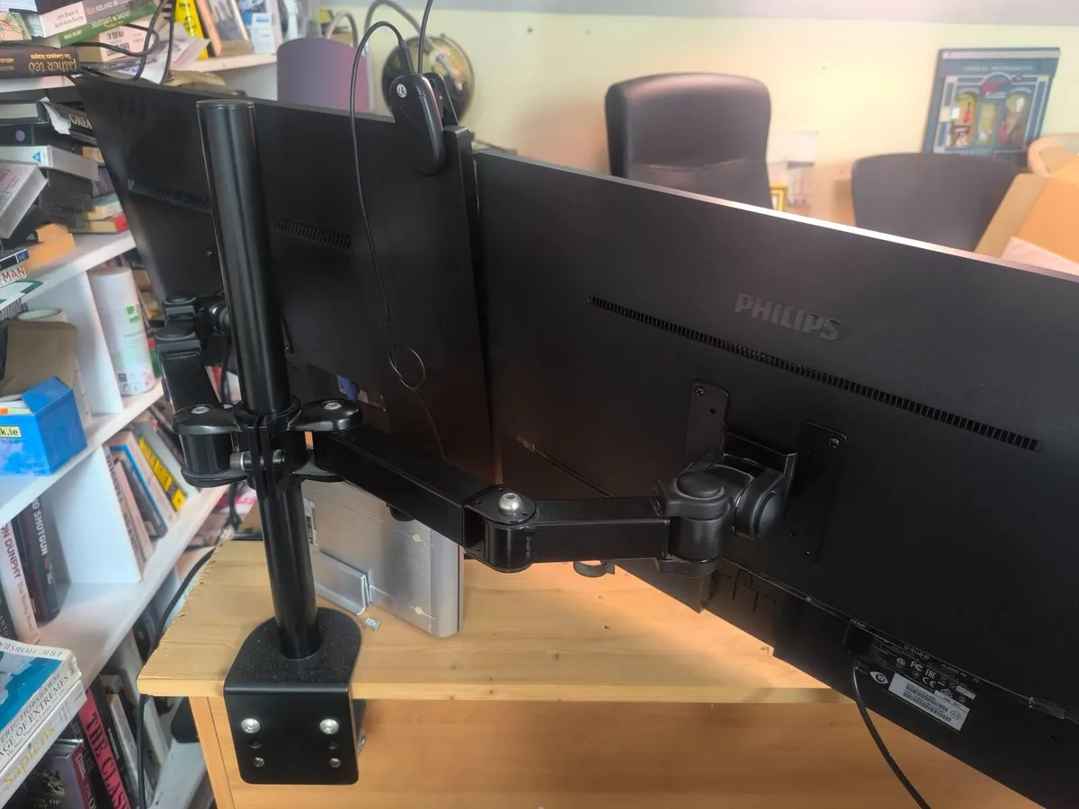 Dual 27" Philips Full HD Monitors + Dual arm - Image 3