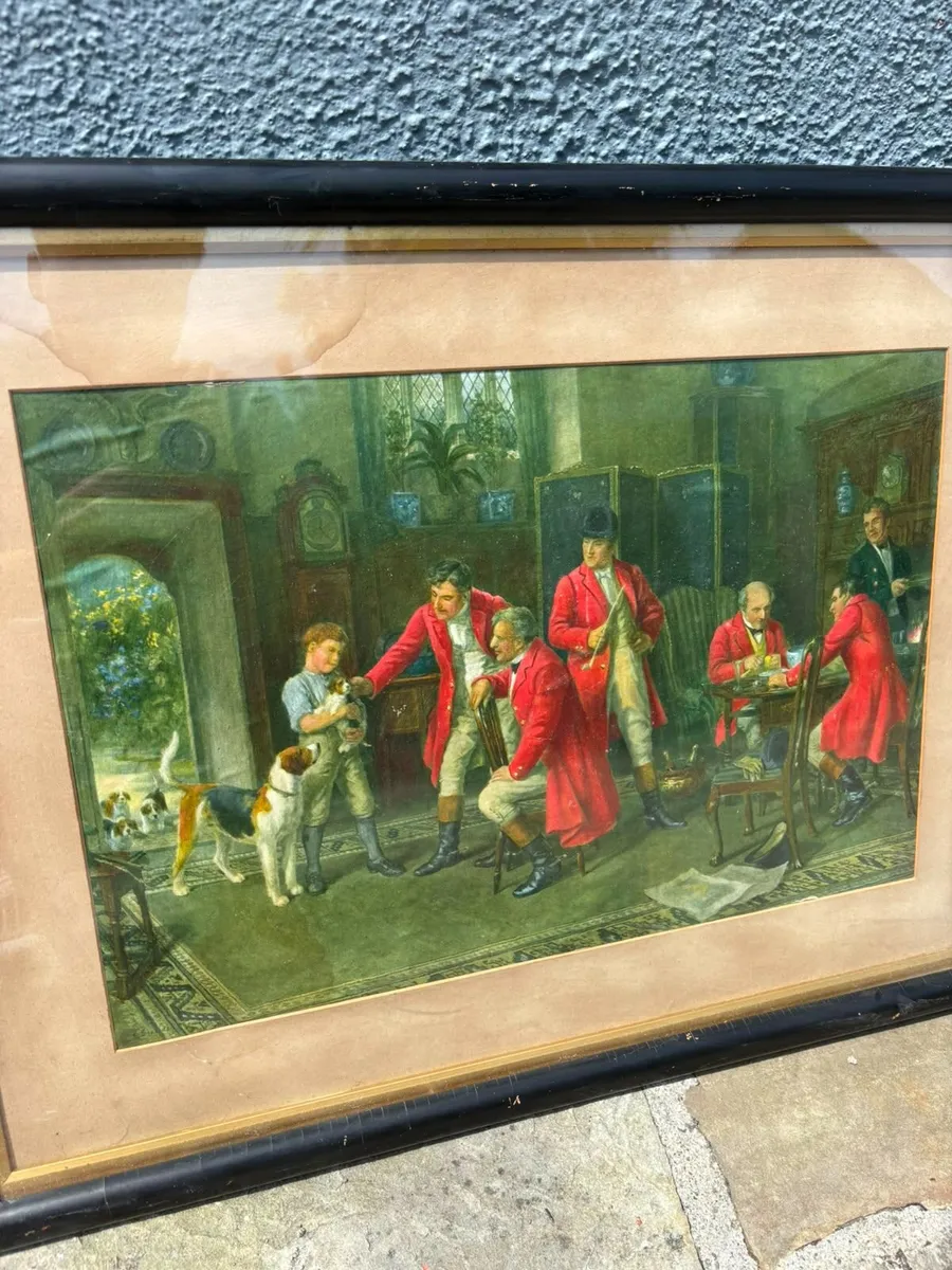Pair of Framed Prints - Interior Hunting Scenes - Image 2