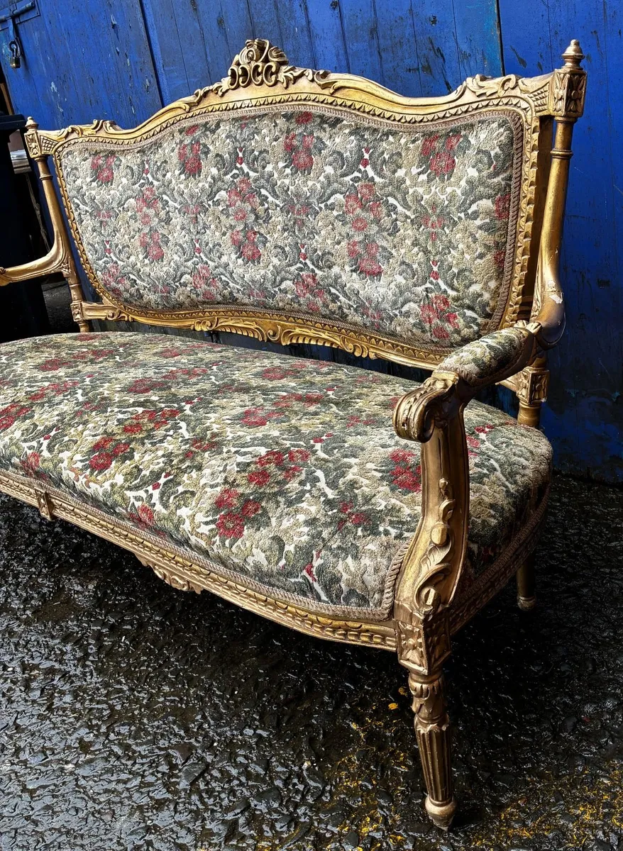 Vintage Gilt Framed Sofa - Image 4