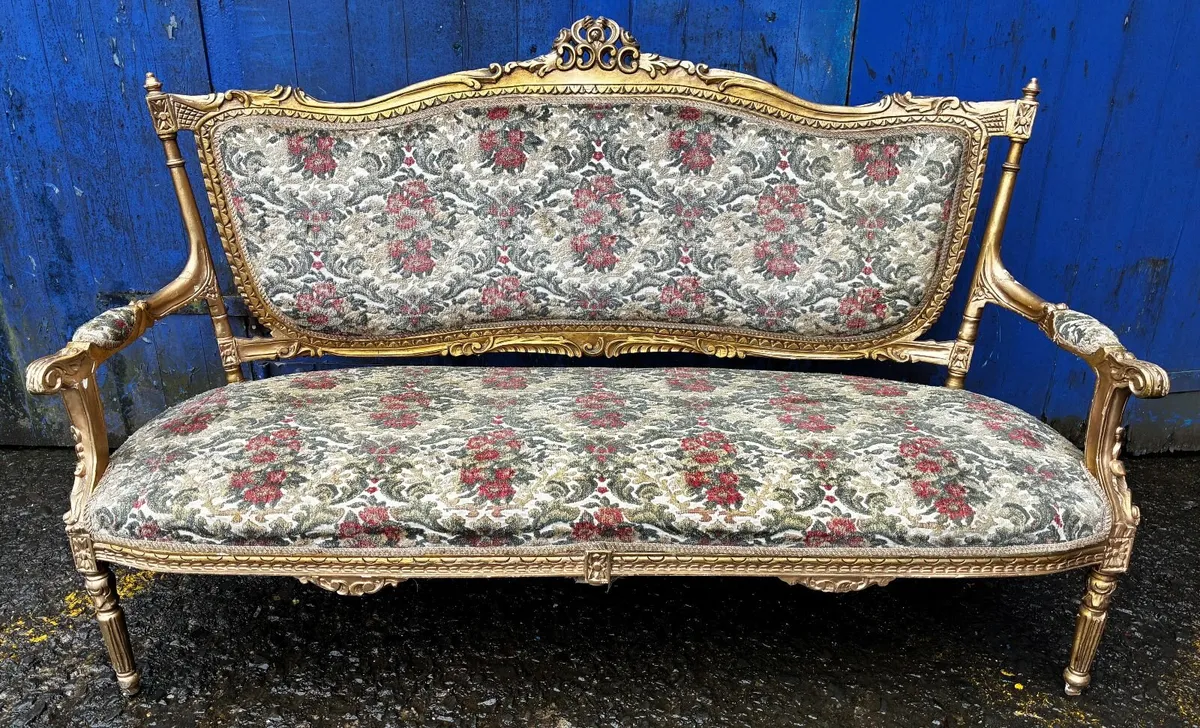 Vintage Gilt Framed Sofa - Image 1