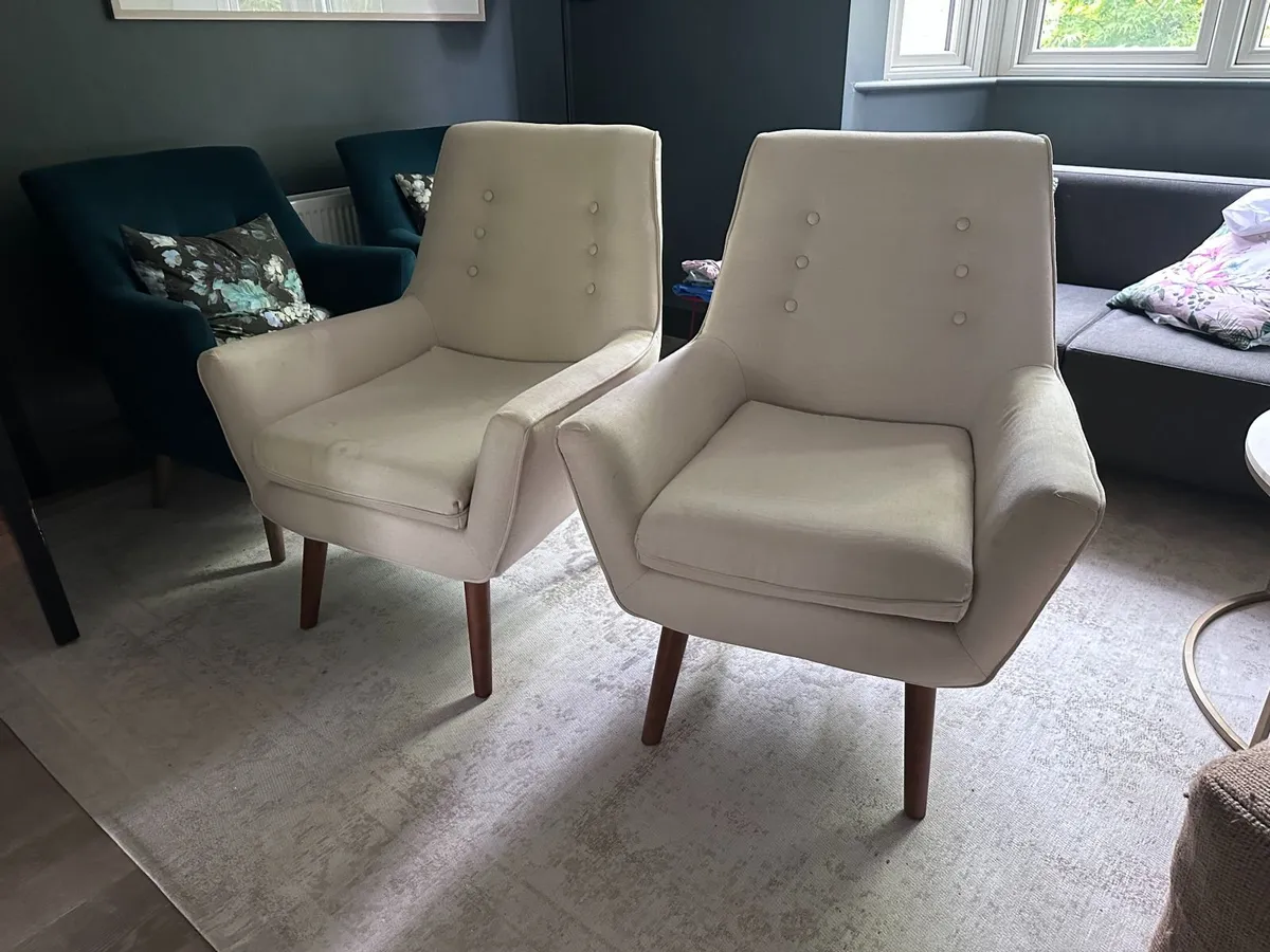 Two creme stylish armchairs - Image 1