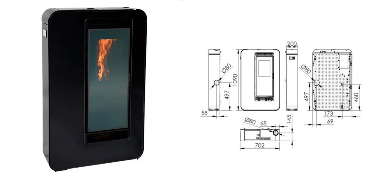 Slimline, pellet stove 7.5kW, flue options - Image 2