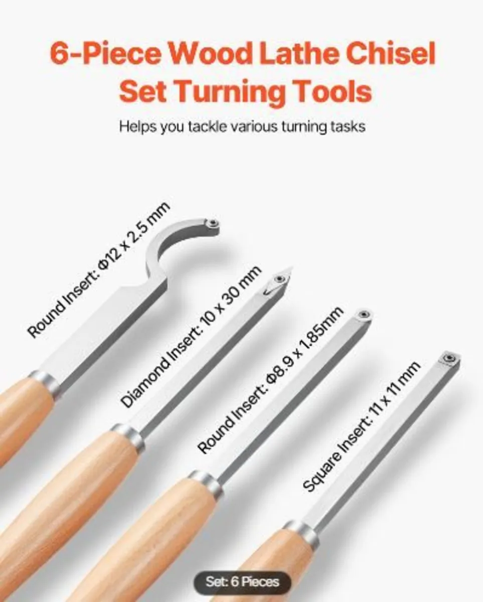 Wood Lathe Turning Tool Set, 6PCS - Image 4