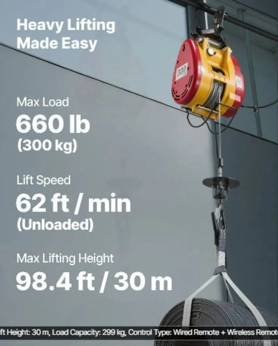 2-in-1 Electric Hoist Winch, 300 kg Capacity - Image 1