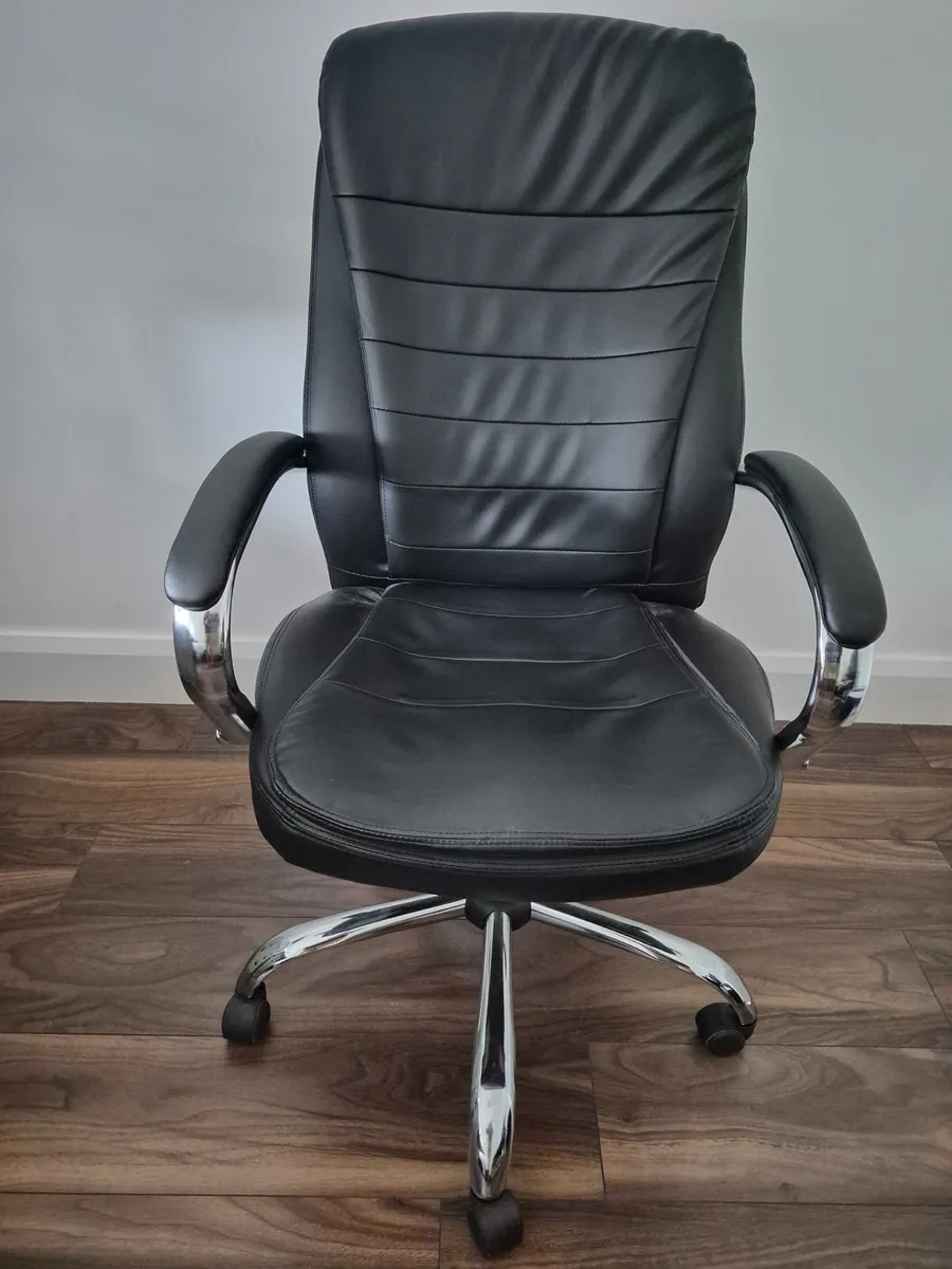 Rocky Executive Office Chair - Black Leather Back - Image 1
