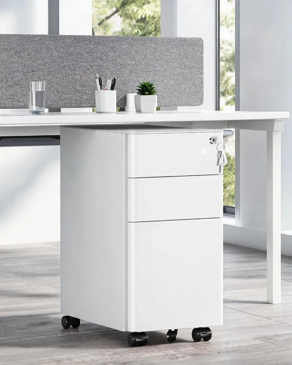 3 Drawers File Cabinet Mobile Filing with Lock - Image 2