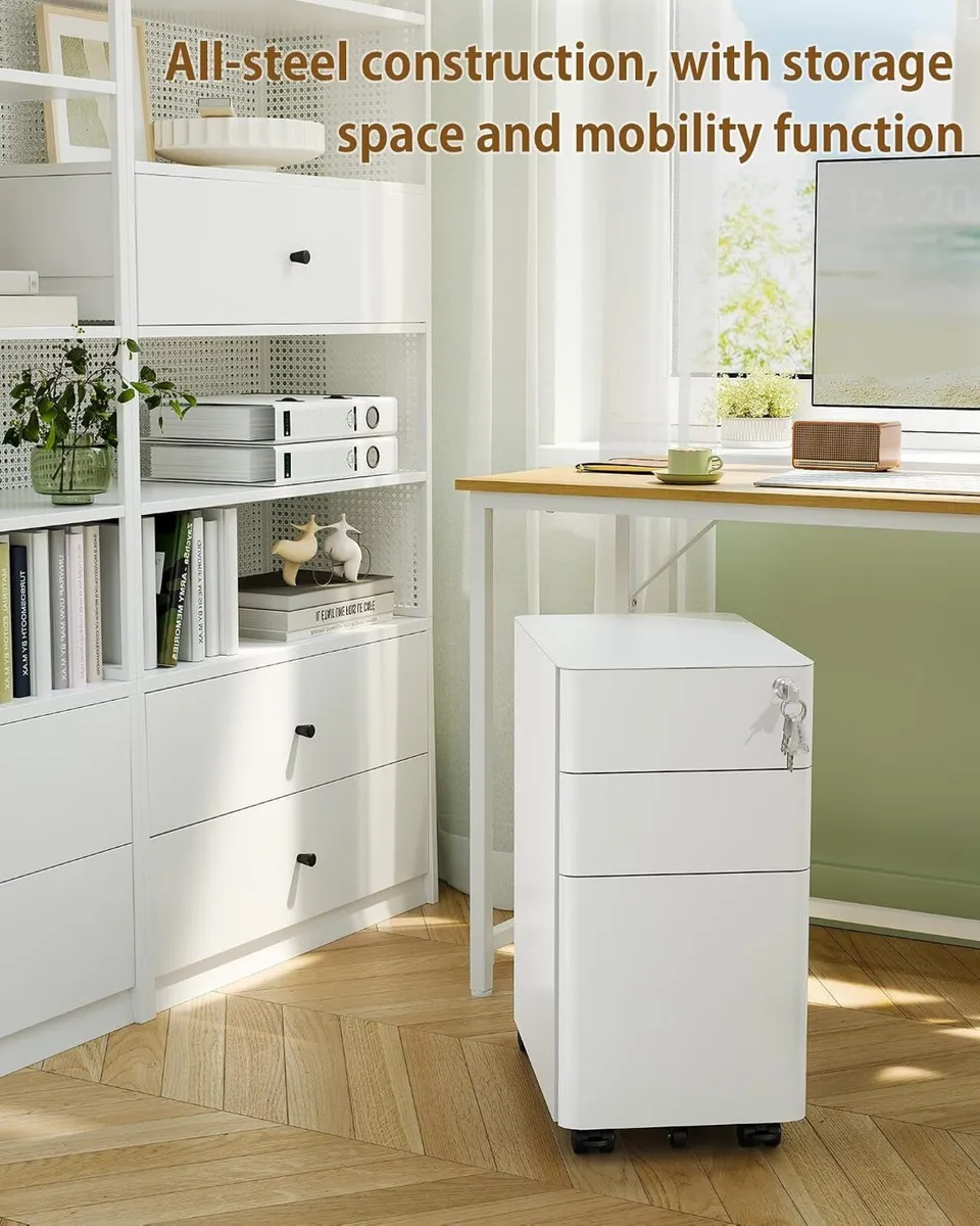 3 Drawers File Cabinet Mobile Filing with Lock - Image 4