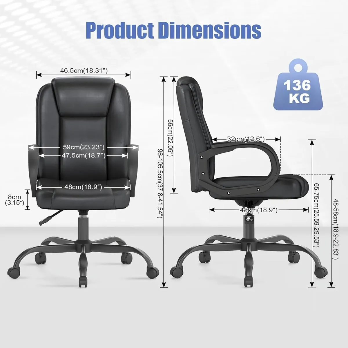 Executive Office Chair PU Leather Swivel Desk - Image 3