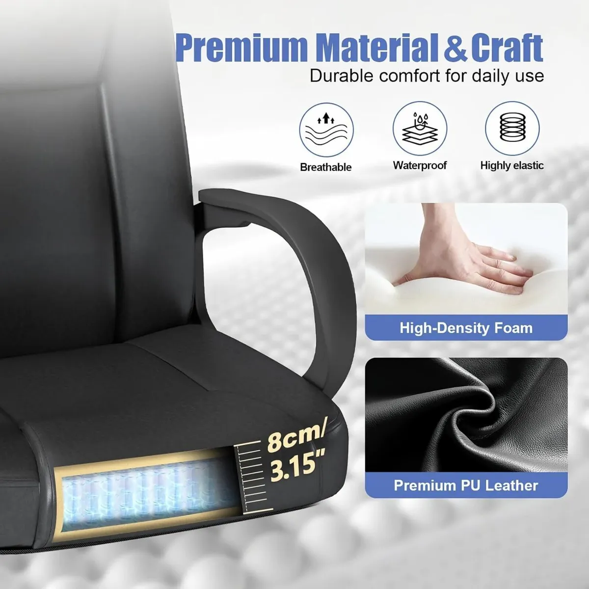 Executive Office Chair PU Leather Swivel Desk - Image 4