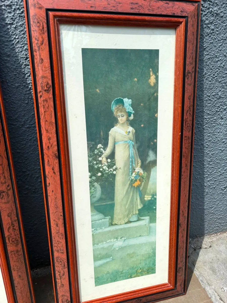 Pair of Tall Framed Prints - Edwardian Ladies - Image 3