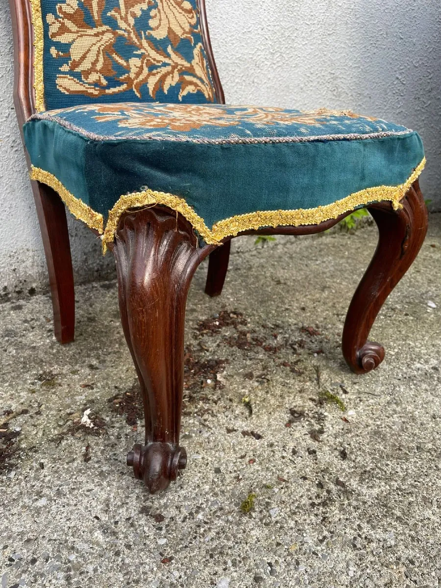Antique Victorian Tapestry Chair - For Restoration - Image 3