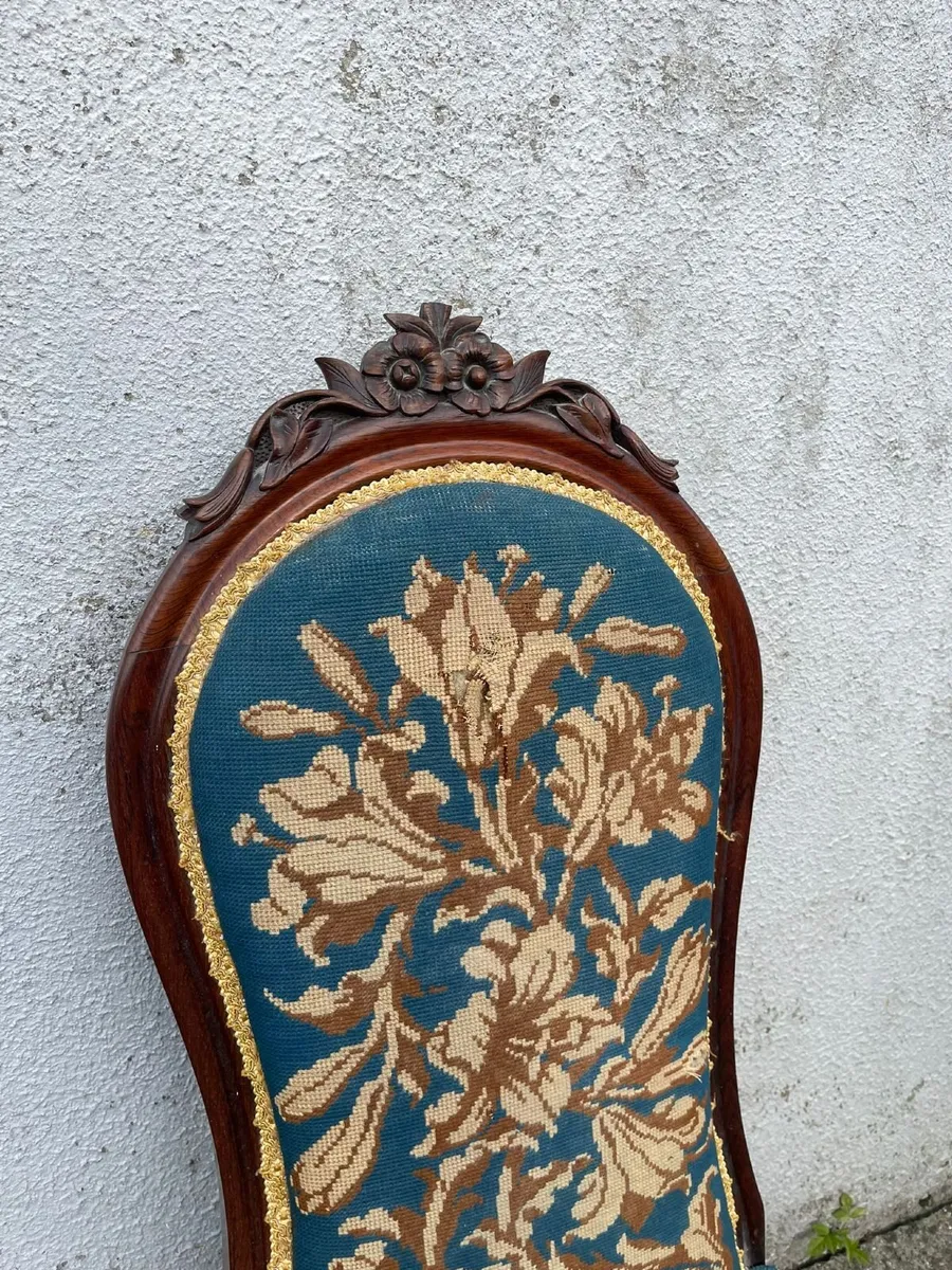 Antique Victorian Tapestry Chair - For Restoration - Image 2