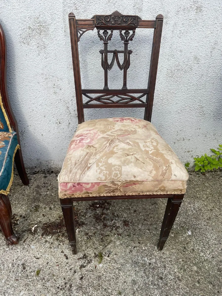 Carved Antique Edwardian/Aesthetic Movement Chair - Image 1