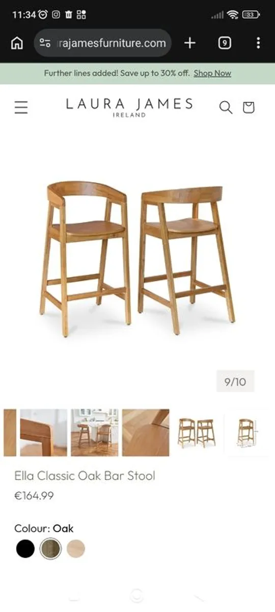 Ella Classic Oak Bar Stool / Island stool - Image 2