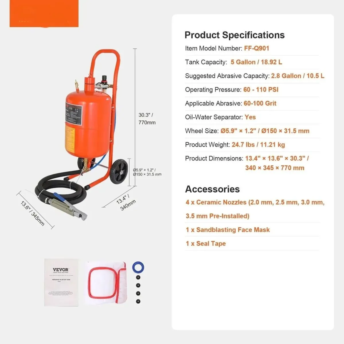 Sandblaster 18.9L Air Blast Cleaning Machine - Image 4