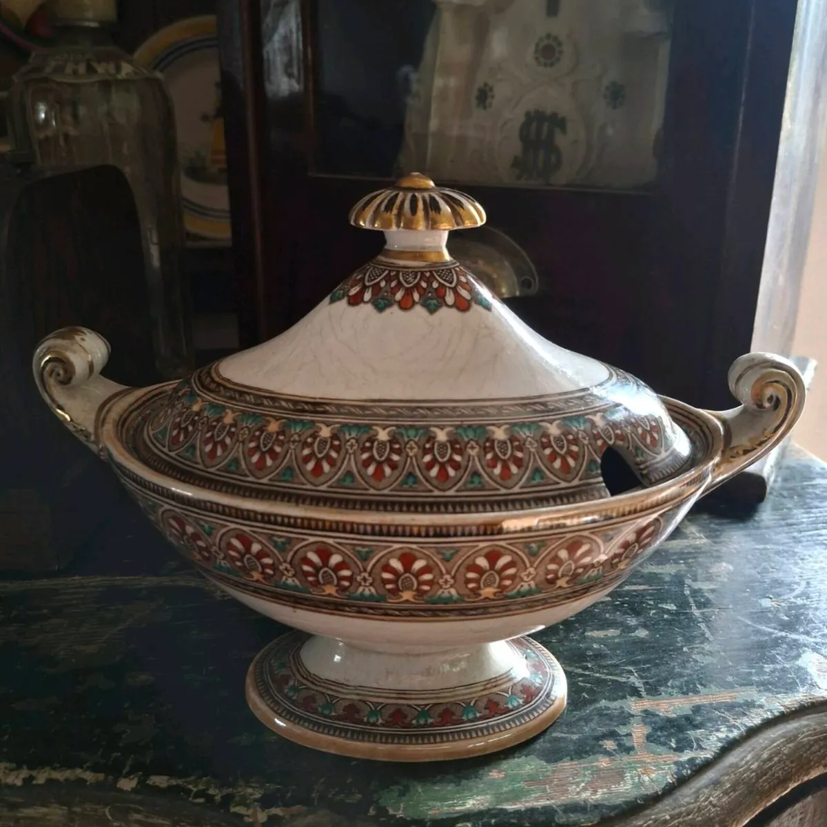 Rare 1860s Victorian Ironstone Sauce Tureen & Lid - Image 1
