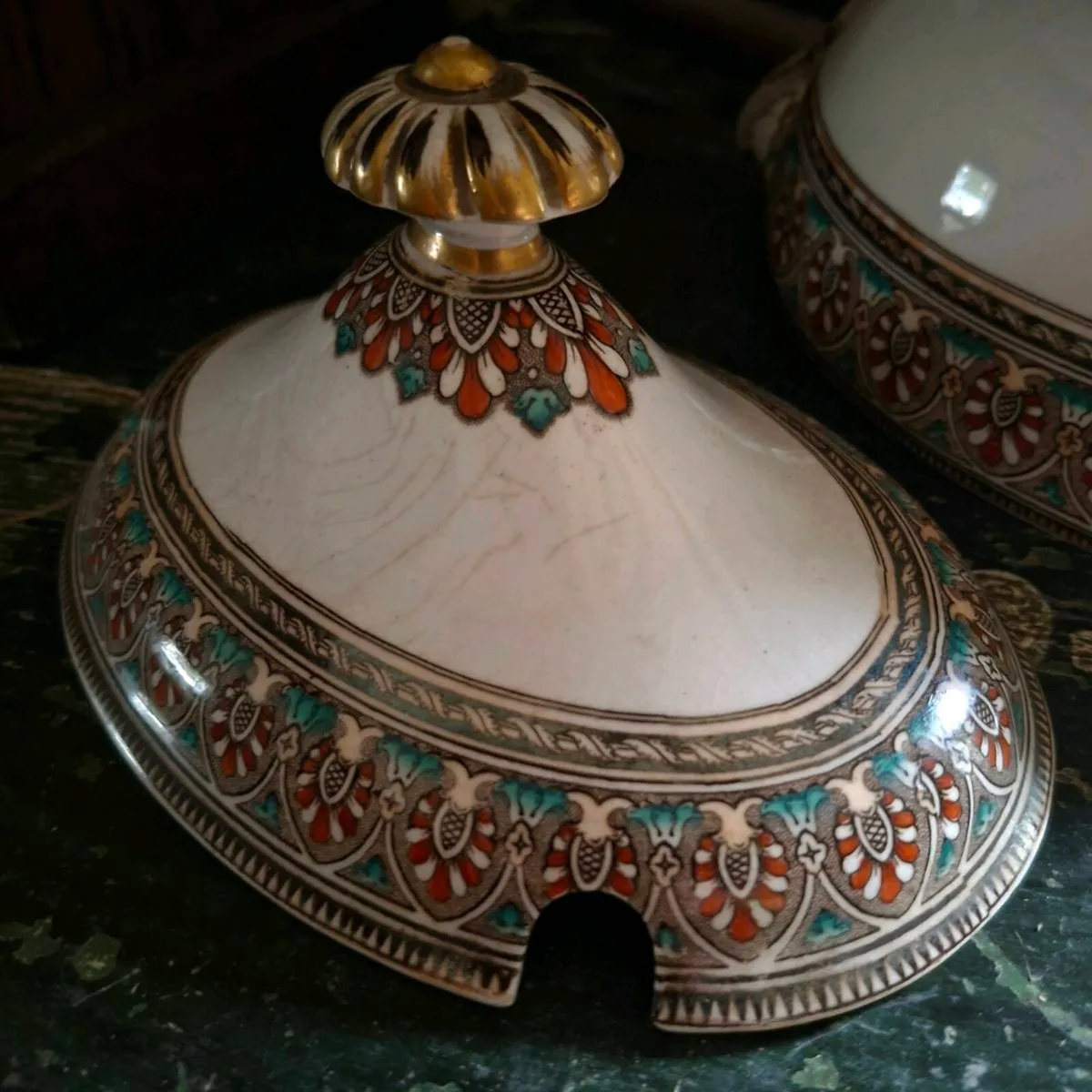 Rare 1860s Victorian Ironstone Sauce Tureen & Lid - Image 3